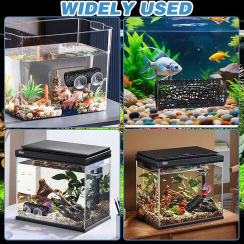 2pcs زخرفة أسود Betta Aquarium ، إكسسوارات Betta Fish Tank مع كوب الشفط ، ألعاب موائل الديكور المخفية لتربية الروبيان الأسماك الصغيرة تلعب وراحة in Saudi Arabia