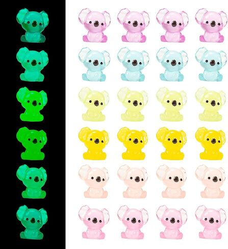 Mini Resin Koala, 24Pcs Luminous Koala Figurines, Glow in The Dark Animal Ornament, Tiny Koalas Statues for Garden Doll Room Micro Landscape Home in Saudi Arabia