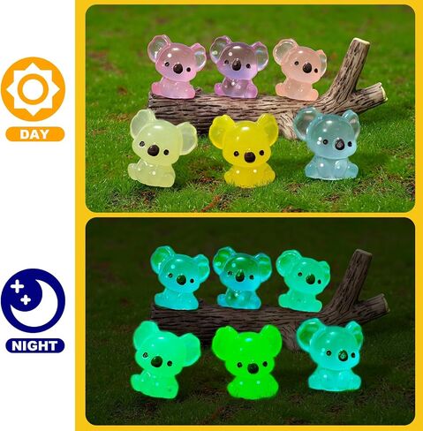 Mini Resin Koala, 24Pcs Luminous Koala Figurines, Glow in The Dark Animal Ornament, Tiny Koalas Statues for Garden Doll Room Micro Landscape Home in Saudi Arabia