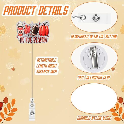 TIS The Season Fall Pumpkin Badge Beads Autumn Retractable Retractible Retraction For Nurse Doctor Teacher Exhiviving Badge Cenligh in Kuwait