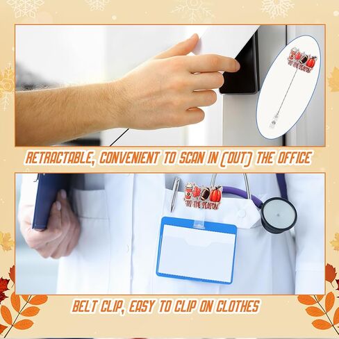 TIS The Season Fall Pumpkin Badge Beads Autumn Retractable Retractible Retraction For Nurse Doctor Teacher Exhiviving Badge Cenligh in Kuwait