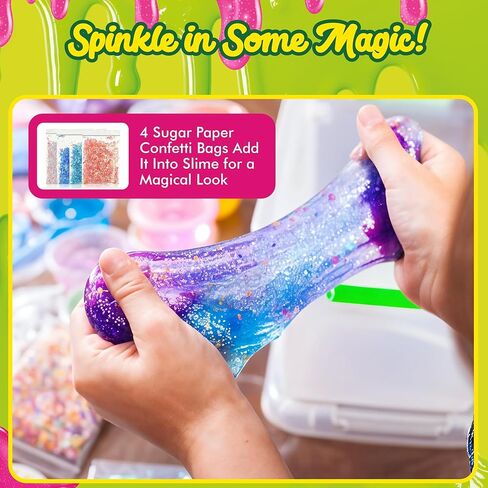 مجموعة SPIME للفتيات الذين تتراوح أعمارهم بين 8-12 - حزمة 66pc ، و 18 لونًا ، ومجموعة Mega Slime Making - مجموعة من السهل التنظيف - مجموعة حرفية ممتعة ، وتوهج في الظلام والخرز - نشاط آمن وسهل للأطفال الذين تتراوح أعمارهم بين 5 سنوات in Kuwait