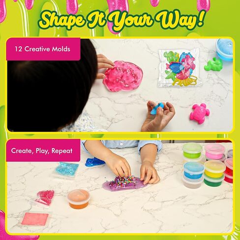 مجموعة SPIME للفتيات الذين تتراوح أعمارهم بين 8-12 - حزمة 66pc ، و 18 لونًا ، ومجموعة Mega Slime Making - مجموعة من السهل التنظيف - مجموعة حرفية ممتعة ، وتوهج في الظلام والخرز - نشاط آمن وسهل للأطفال الذين تتراوح أعمارهم بين 5 سنوات in Kuwait