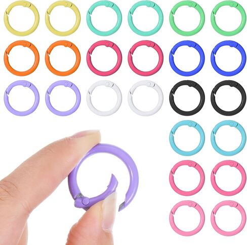 1 Inch Colorful Ring Clips, 24 Pcs Metal Keychain Clasps Loose Leaf Round Binder Spring O Ring Clasp Keychain Clips Binder Rings for Paper Binding Crafts Index Cards Book Assorted Sizes (12 Colors) in Saudi Arabia