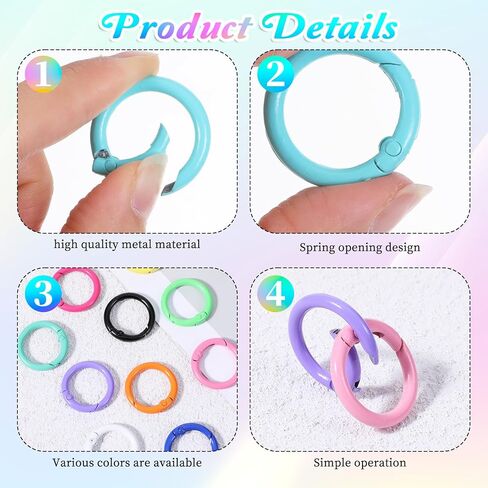 1 Inch Colorful Ring Clips, 24 Pcs Metal Keychain Clasps Loose Leaf Round Binder Spring O Ring Clasp Keychain Clips Binder Rings for Paper Binding Crafts Index Cards Book Assorted Sizes (12 Colors) in Saudi Arabia