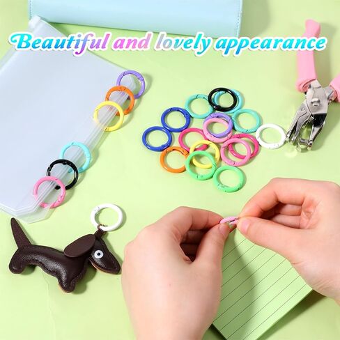 1 Inch Colorful Ring Clips, 24 Pcs Metal Keychain Clasps Loose Leaf Round Binder Spring O Ring Clasp Keychain Clips Binder Rings for Paper Binding Crafts Index Cards Book Assorted Sizes (12 Colors) in Saudi Arabia