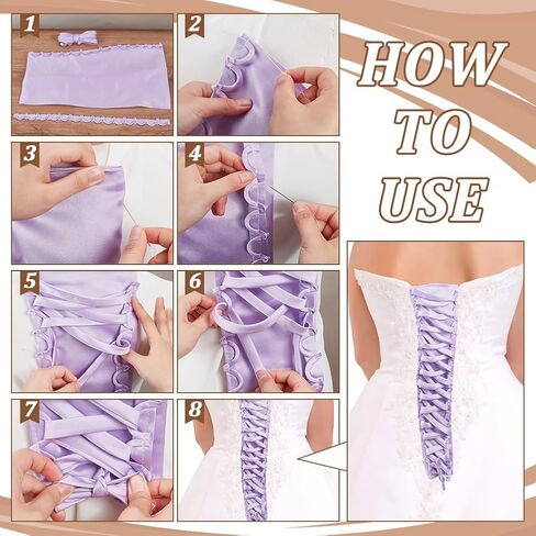 NBEADS Corset Dress Zipper Replacement, Adjustable Fit Satin Corset Back Kit for Formal Prom Dress Gown, Lilac in Saudi Arabia