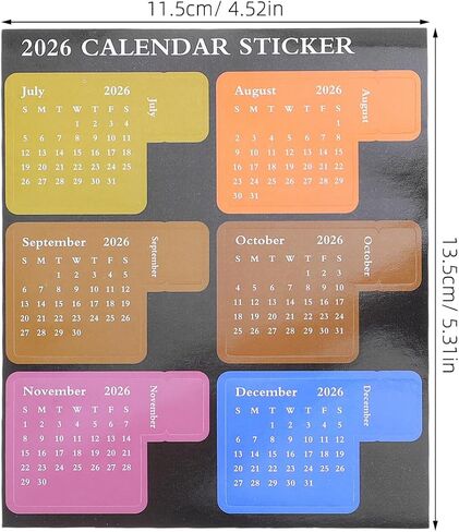ملصقات علامة تبويب التقويم 8pcs: 2026 ملصق تبويب فهرس التقويم الشهري-شارات مخطط ذاتية اللصق للمجلات DIY ، دفاتر الملاحظات ، كتب القصاصات ، متعددة الألوان in Kuwait