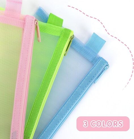 Toplive 4pcs Pencil Case Set, Bulk Clear Exam Pencil Pouch, Nylon Clear Pouches with Zipper, Makeup Bag for Women, Portable Office School Stationery Storage Pouch for Students, Black Grey Pink Blue in Saudi Arabia