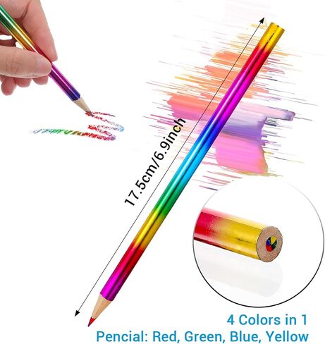 96pcs قوس قزح أقلام الرصاص-4-in-1 بأقلام خشبية متعددة الألوان للمستلزمات الفنية ، والهدايا الصغيرة ، والمكافآت والرسم الإبداعي in Kuwait