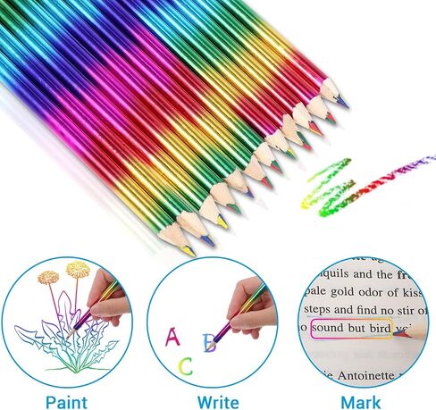 96pcs قوس قزح أقلام الرصاص-4-in-1 بأقلام خشبية متعددة الألوان للمستلزمات الفنية ، والهدايا الصغيرة ، والمكافآت والرسم الإبداعي in Kuwait