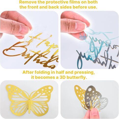 Crown Cake Topper, Balls Happy Birthday Cake Topper Crown Birthday Candles Gold Butterflies, Corona Para Pastel, Cake Decorations for Birthday Wedding Baby Shower (Gold, Pink) in Saudi Arabia