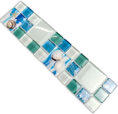 بلاط الزجاج الساحلي الفسيفساء باكسبلاش باكسبلاش مع لهجات قذيفة حقيقية قزحي in Kuwait