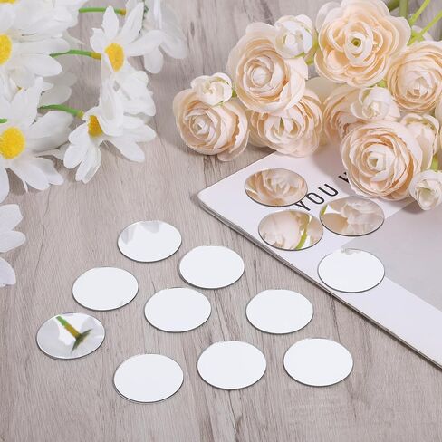 50 Pcs Small Round Craft Mirrors Circles Craft Mirrors Tiles Mini Acrylic Mirror Tiles 1 inch Mosaic Mirror Tile for DIY Crafts Wall Decor Jewelry Making in Saudi Arabia