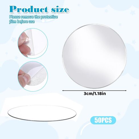 50 Pcs Small Round Craft Mirrors Circles Craft Mirrors Tiles Mini Acrylic Mirror Tiles 1 inch Mosaic Mirror Tile for DIY Crafts Wall Decor Jewelry Making in Saudi Arabia