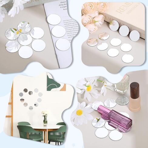 50 Pcs Small Round Craft Mirrors Circles Craft Mirrors Tiles Mini Acrylic Mirror Tiles 1 inch Mosaic Mirror Tile for DIY Crafts Wall Decor Jewelry Making in Saudi Arabia