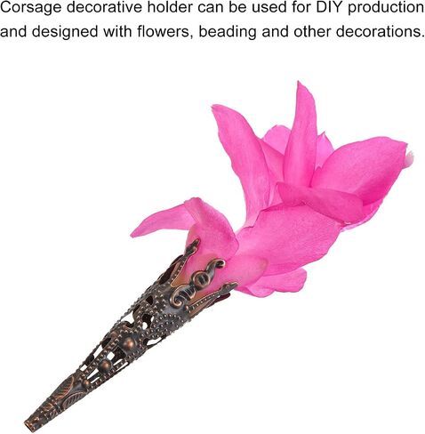 MECCANIXITY Corsage Decorative Holder, Alloy Lapel Pin Brooch Vase 42mm for Wedding Party Prom DIY Charms Bronze Tone Pack of 4 in Saudi Arabia
