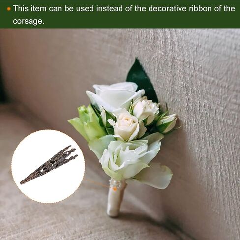 MECCANIXITY Corsage Decorative Holder, Alloy Lapel Pin Brooch Vase 42mm for Wedding Party Prom DIY Charms Bronze Tone Pack of 4 in Saudi Arabia