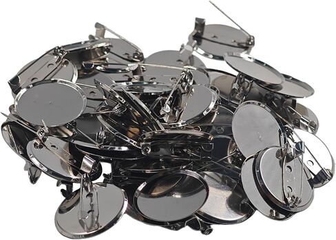 pson 50PCS 25mm Premium Brooch Pin Bases, Silver Plated Round Disc Trays, Thicken Cabochon Trays for DIY Jewelry Making, Badge Crafts & Custom Accessories in Saudi Arabia