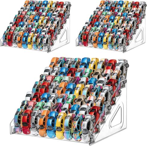 3 حزمة 7 مستويات سيارات عرض الرف للعجلات الساخنة منظم تخزين الحالات ل 1/64 SCALE TOY CARS-HOLD 63 TOY CARM CLEAR CART CASE STANF (حالة فقط) in Kuwait