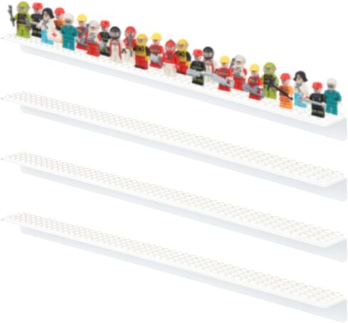 4-Pack Minifigure Display Case, Hold Up to 96 Figures, Mini Action Figure Display Shelf with Brick Baseplate, Metal Floating Magnetic Figure Display Cabinet Wall Mount for Lego Minifigure (White) in Saudi Arabia