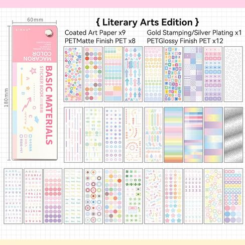 PRSTINCOL Cute Sticker Book，30 Sheets Glitter Aesthetic Decorative Stickers for Scrapbooking,Stars Heart Letter Glitter Self-Adhesive Stickers for Photocards, Journal,Scrapbook（Indie Style） in Kuwait