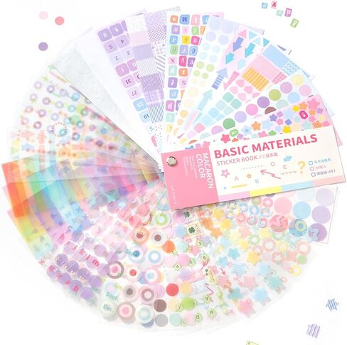 PRSTINCOL Cute Sticker Book，30 Sheets Glitter Aesthetic Decorative Stickers for Scrapbooking,Stars Heart Letter Glitter Self-Adhesive Stickers for Photocards, Journal,Scrapbook（Indie Style） in Kuwait
