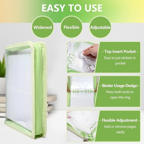 Sticker Organizer Binder Album - Reusable Sticker Storage Collecting Book with 40 Sheets of Pocket Page and A5 Size Zipper Closure Clear Cover (Gray) in Kuwait