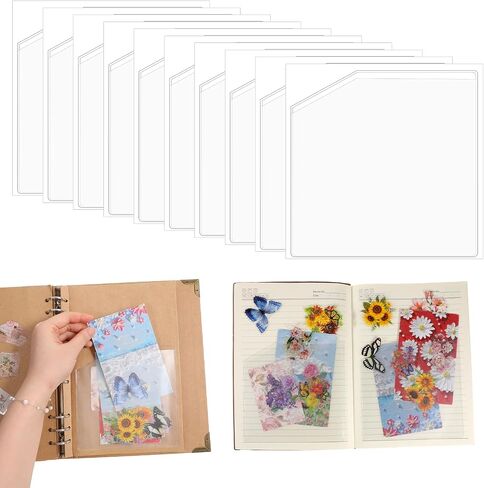 10 Pcs Adhesive Clear Corner Pockets Planner Adhesive Pockets 6 x 6 Inch Self-Adhesive Planner Sticky Display Sheet Protectors for Office School Notebooks Posting Signs Planners Folders Accessories in Saudi Arabia