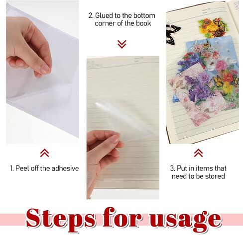 10 Pcs Adhesive Clear Corner Pockets Planner Adhesive Pockets 6 x 6 Inch Self-Adhesive Planner Sticky Display Sheet Protectors for Office School Notebooks Posting Signs Planners Folders Accessories in Saudi Arabia