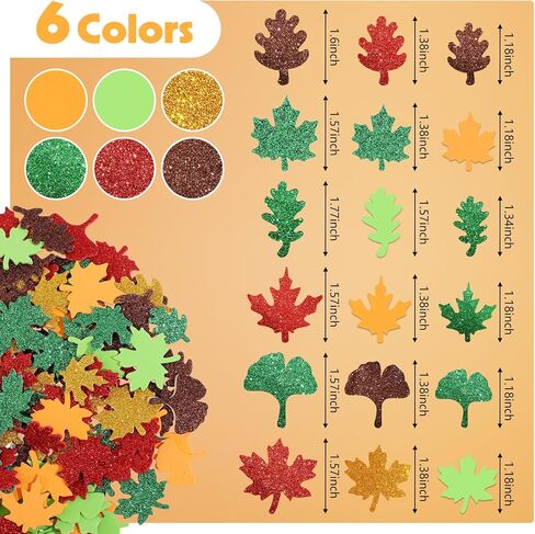 320 قطعة ملصقات الرغوة اللامعة السقوط ، أوراق مقبوصة مابل غينكغو لورقة الخريف ملصق للفن للفنون ديي ديي هدايا الشكر ديي in Kuwait