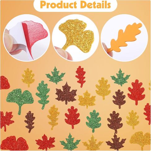 320 قطعة ملصقات الرغوة اللامعة السقوط ، أوراق مقبوصة مابل غينكغو لورقة الخريف ملصق للفن للفنون ديي ديي هدايا الشكر ديي in Kuwait