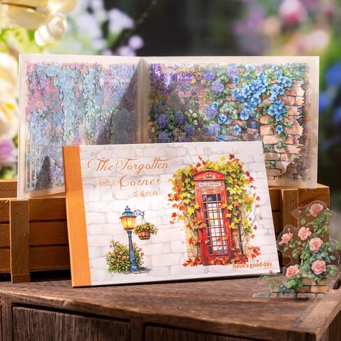 TIAMECH Forgotten Corner Garden Lamp Sticker Book - 16 Sheets Waterproof PET Scrapbooking Stickers for Junk Journaling, Decorative Ephemera & DIY Crafts in Saudi Arabia