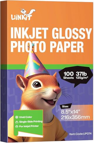 uinkit 37lb ورقة نشرة رقيقة لامعة 8x10 inkjet 100 أوراق Single Single DIY Chip Bag 135gsm صور لطابعة نفايات الحبر مع كتيب حبر الصبغة (8x10x100) in Kuwait