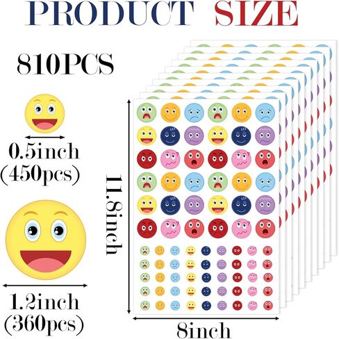 810 Pcs Emotion Stickers Mood Feeling Face Stickers for Kids on Journaling Funny Mood Incentive Behavior Teacher Reward Sticker for Classroom Supply Home School(face810) in Kuwait