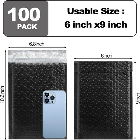 Nicunom 100 Pack Poly Bubble Mailers 6x10 Inch Self Seal Padded Envelopes Waterproof Shipping Envelopes (Pink) in Saudi Arabia