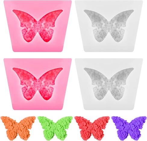 4 Pcs Flower Butterfly Silicone Molds 3D Butterflies for Crafts 3D Floral Butterfly Candle Molds for Candle Making Epoxy Resin Mold for DIY Scented Candles Clay Craft Plaster Soap in Saudi Arabia