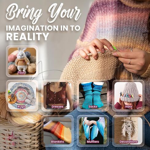 Starter Crochet Kit for Beginners Adults- Complete Knitting Kit for Beginners with 15 Colorful Yarn Skeins, Crochet Hooks, Tote Bag, Supplies Organizer & More- All in One Crochet Accessories Kit in Saudi Arabia