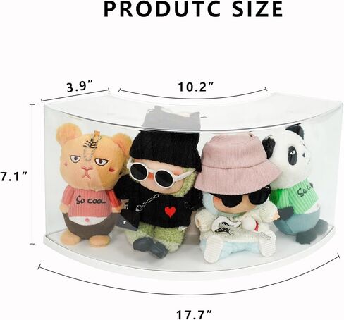 Arc-Shaped Clear Doll Display Case Compatible with Labubu - Curved Corner Stackable Organizer for 7 Inch Collectibles, Dust-Proof Toy Storage Box with Top Shelf | No Assembly Needed in Saudi Arabia