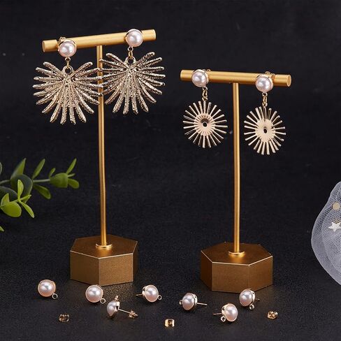 Beebeecraft 20Pcs/Box 18K Gold Plated Earring Findings with Plastic Pearl Half Round Earring with Loop & Sterling Silver Pins & Butterfly Earring Backs for DIY Earring Making in Saudi Arabia