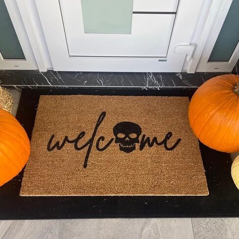 Halloween Stencils for Door Mats Reusable Large Welcome Ghost Skeleton Stencil Spider Web Spooky Trick or Treat Templates for Doormat Wood Crafts Painting (6 Door Mats) in Saudi Arabia