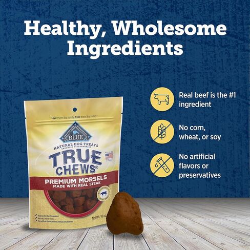 Blue Buffalo True Chews Premium Morsels Dog Treats, Made in The USA with Natural Ingredients, Steak, 10-oz Bag in Saudi Arabia