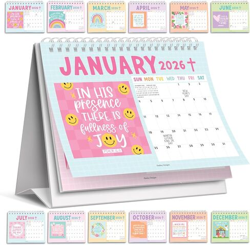 Small Desk Calendar 2026-2027 - Standing Flip Desk Calendars 2026, 18 Months Stand Up Calendars from Jan 2026 to Jun 2027, Kraft Desktop Calendar Planner for Home, School, Office in Saudi Arabia