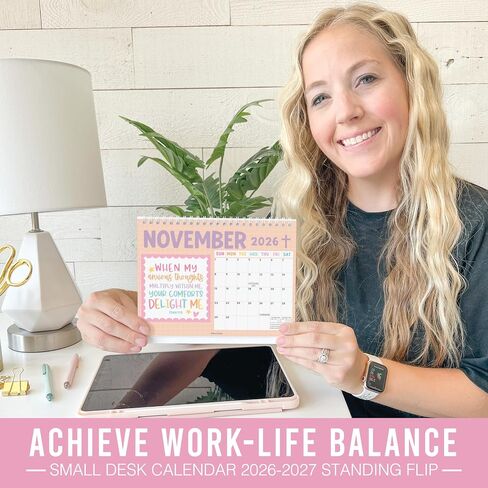 Small Desk Calendar 2026-2027 - Standing Flip Desk Calendars 2026, 18 Months Stand Up Calendars from Jan 2026 to Jun 2027, Kraft Desktop Calendar Planner for Home, School, Office in Saudi Arabia