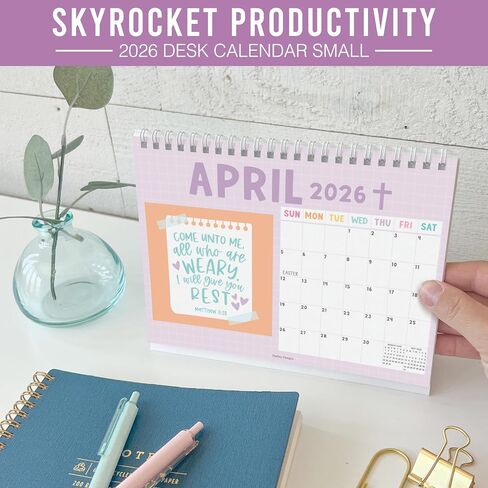 Small Desk Calendar 2026-2027 - Standing Flip Desk Calendars 2026, 18 Months Stand Up Calendars from Jan 2026 to Jun 2027, Kraft Desktop Calendar Planner for Home, School, Office in Saudi Arabia
