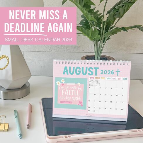 Small Desk Calendar 2026-2027 - Standing Flip Desk Calendars 2026, 18 Months Stand Up Calendars from Jan 2026 to Jun 2027, Kraft Desktop Calendar Planner for Home, School, Office in Saudi Arabia