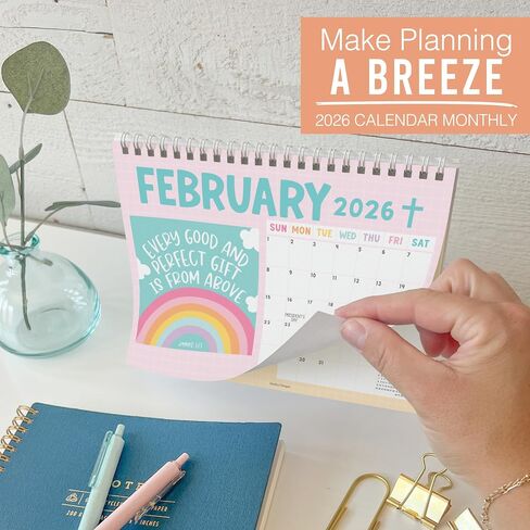 Small Desk Calendar 2026-2027 - Standing Flip Desk Calendars 2026, 18 Months Stand Up Calendars from Jan 2026 to Jun 2027, Kraft Desktop Calendar Planner for Home, School, Office in Saudi Arabia
