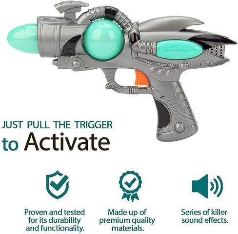 Electric Toy Space Gun, Galactic Infinity Alien Blaster Pistol for Kids Pretend Play with Flashing LED Lights and Blasting Laser FX Sounds in Saudi Arabia