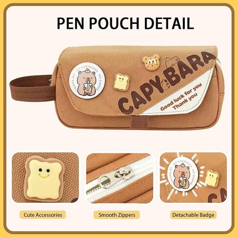 Capybara Pencil Case ، BARGE CAPYBARA PEMINC POUCH STANTICERY PEN BAS ، CUTE KAWAII PENBEL CASE CARTON in Kuwait
