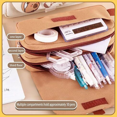 Capybara Pencil Case ، BARGE CAPYBARA PEMINC POUCH STANTICERY PEN BAS ، CUTE KAWAII PENBEL CASE CARTON in Kuwait